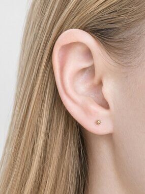 14K Yellow Gold Ball Stud Earrings with Butterfly Backs Petite Classic